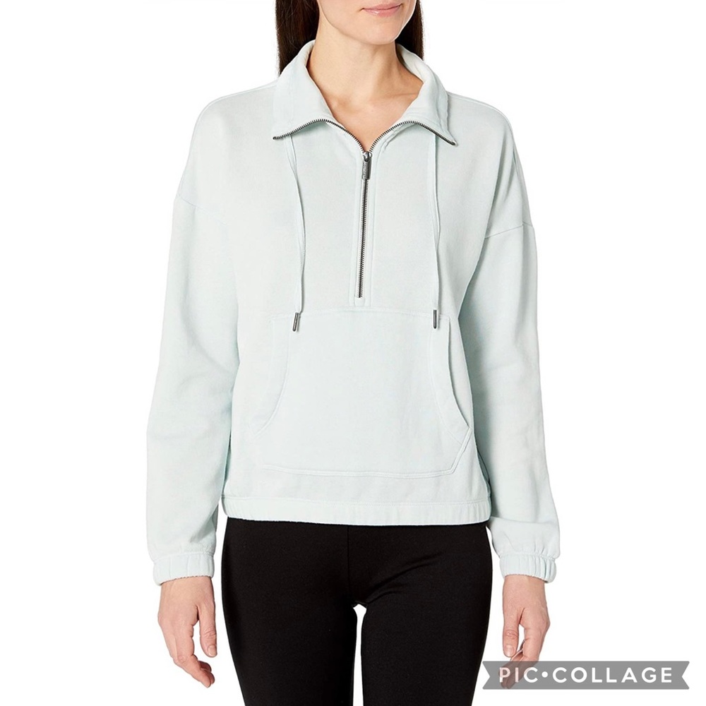 Calvin Klein Drop Shoulder Half Zip Pullover: Green Haze - Large